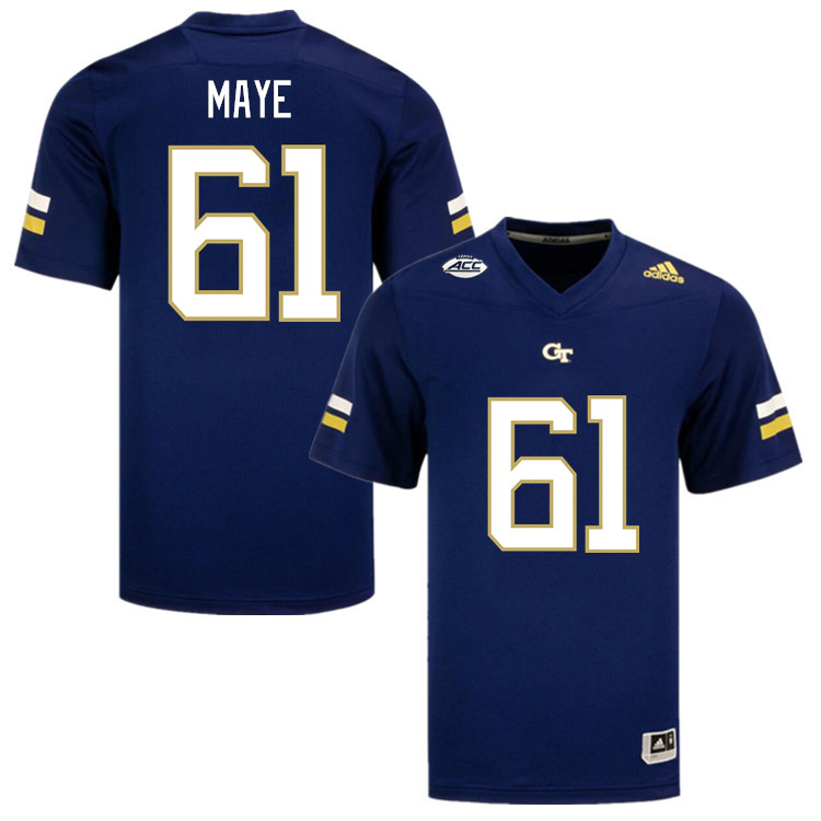 Men-Youth #61 Michael Maye Georgia Tech Yellow Jackets 2023 College Football Jerseys Stitched-Navy